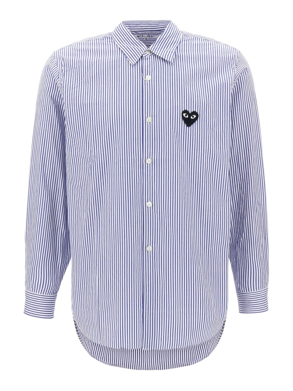 Comme des Garcons PLAY Blue Stripe Cotton Oxford Shirt with Heart Logo